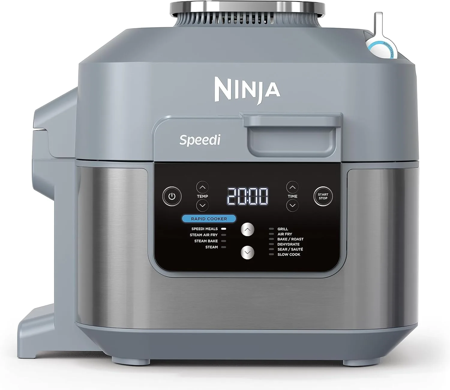 Ninja Speedi Multikocher, 5,7L, 10-in-1 Multicooker, Airfryer Heißluftfritteuse, Slow Cooker Langsamkochen, Geschenk für Männer/Frauen, Meersalzgrau ON400EU