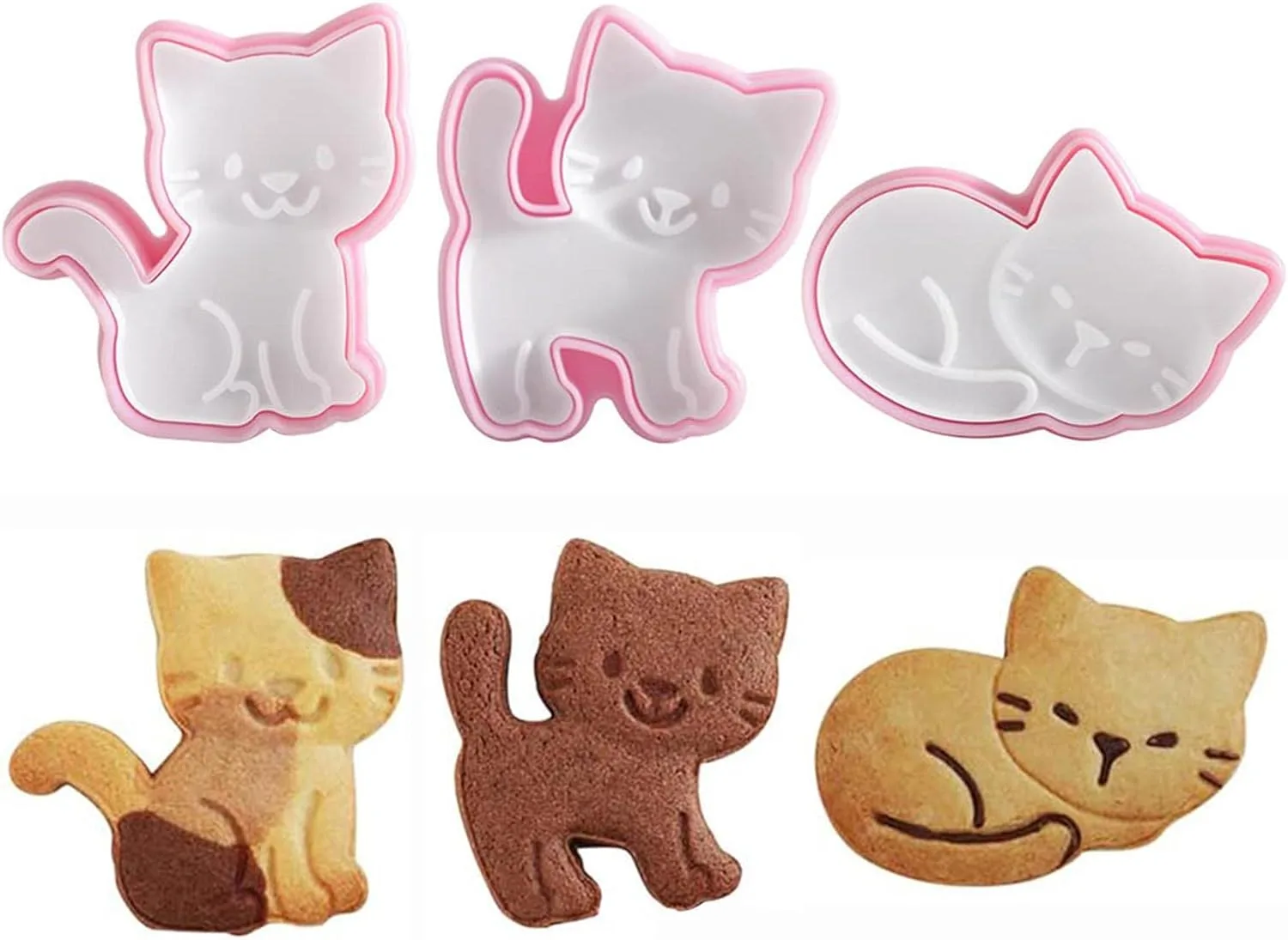 OBR KING Ausstechformen Katze Keksstempel Kunststoff Keksausstecher Set Tiere Ausstecher Fondant Kuchen Deko Werkzeuge, 3-teilig