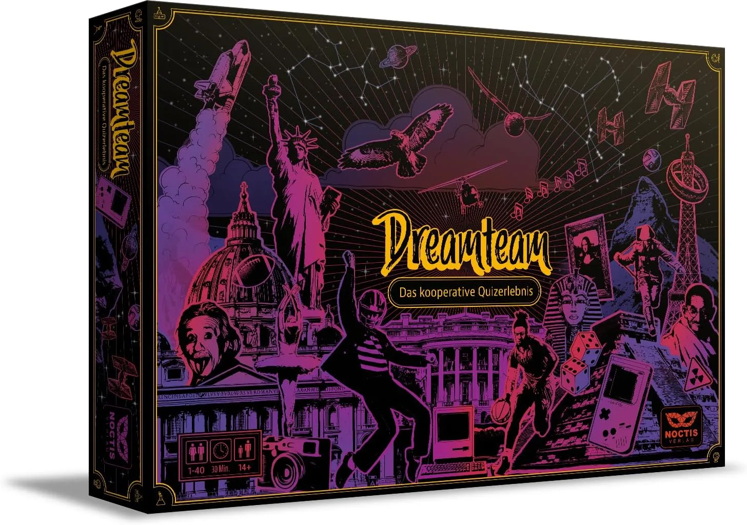 Dreamteam - Kooperatives Quizspiel für Erwachsene in 3 Schwierigkeitsstufen Allgemeinwissen in 700 Fragen für Freunden und Familie | Partyquiz für 2-40 Personen | Unterwegs und Zuhause
