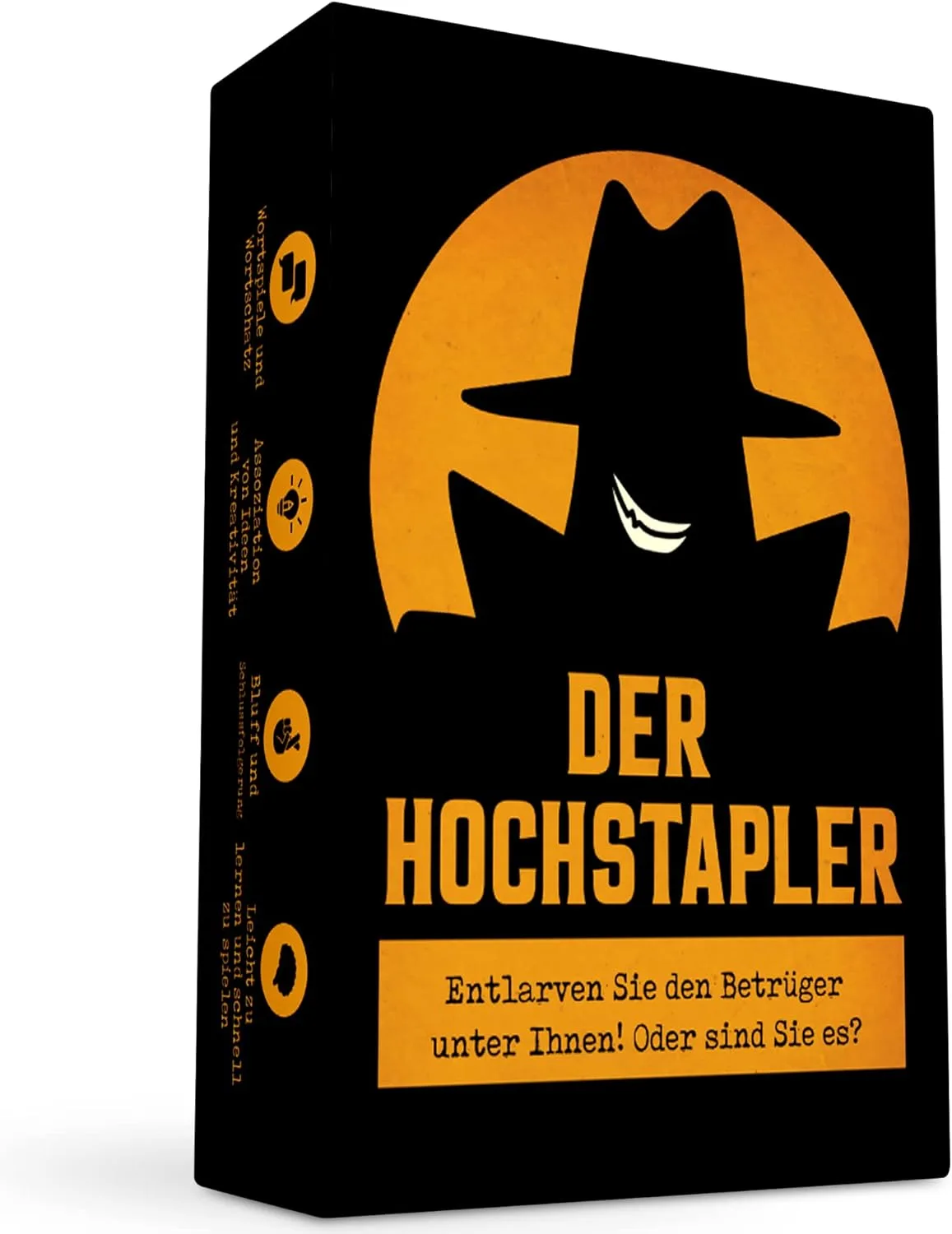 Der Hochstapler - Können Sie ihn entlarven? Bluff, Kreativität, Wortspiele und Verdächtigungen! Gesellschaftsspiel für die ganze Familie, Spiele für Erwachsene, Brettspiel, Kartenspiel, Familienspiel
