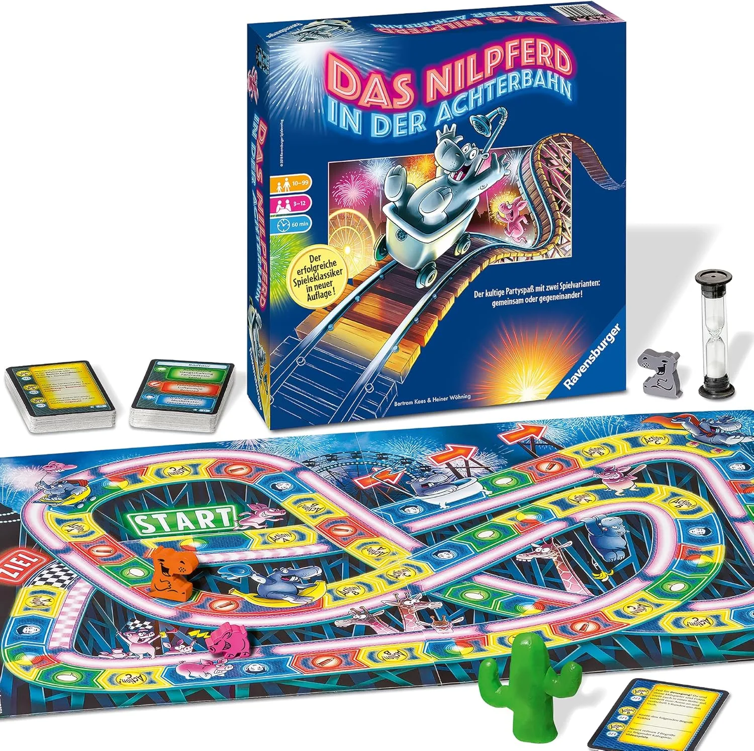 Ravensburger 26772 - Nilpferd in der Achterbahn - Gesellschaftsspiel für die ganze Familie, Spiel für Erwachsene und Kinder ab 10-99 Jahren, für 3-12 Spieler - Partyspiel, Silvesterspiel