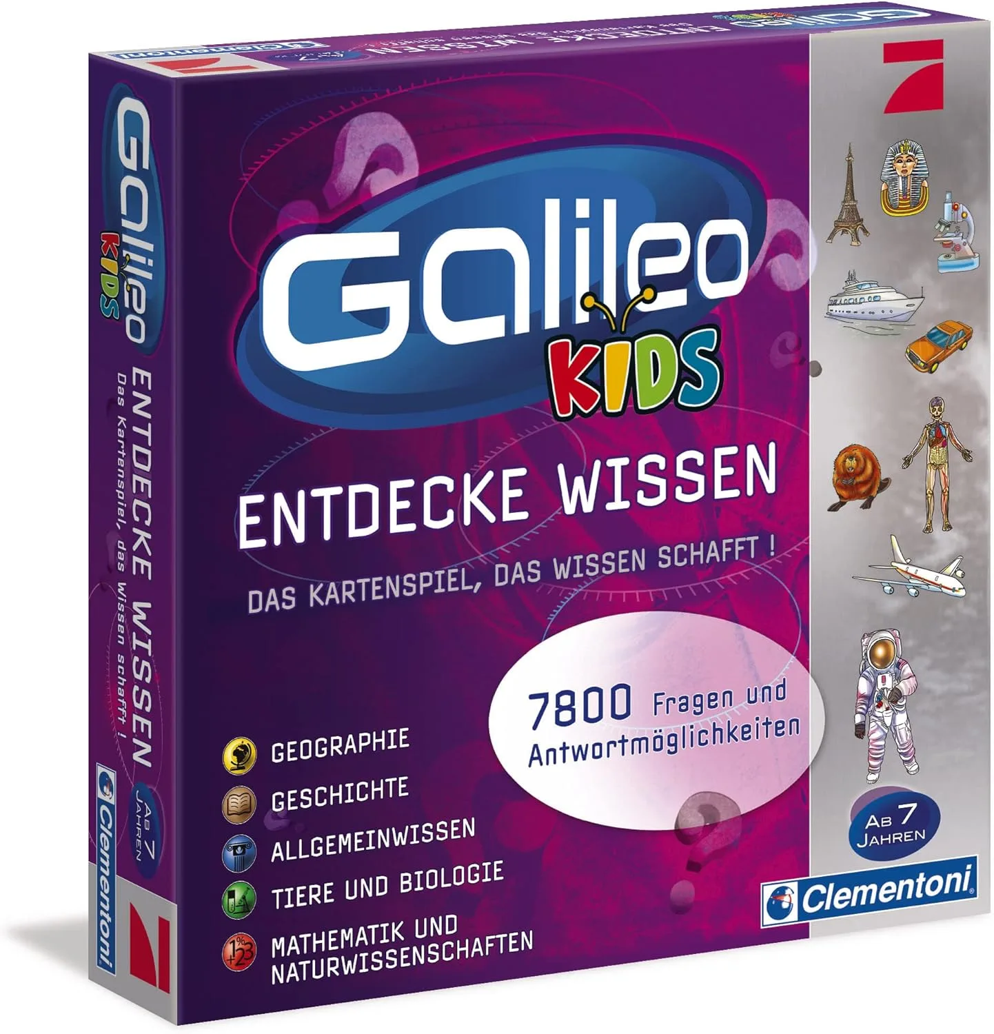 Clementoni Galileo Kids Das große Wissens-Quiz - Lehrreiches Kartenspiel Frage-Antwort-Spiel ab 7 Jahren - Allgemeinwissen & Spaß für die ganze Familie 69159