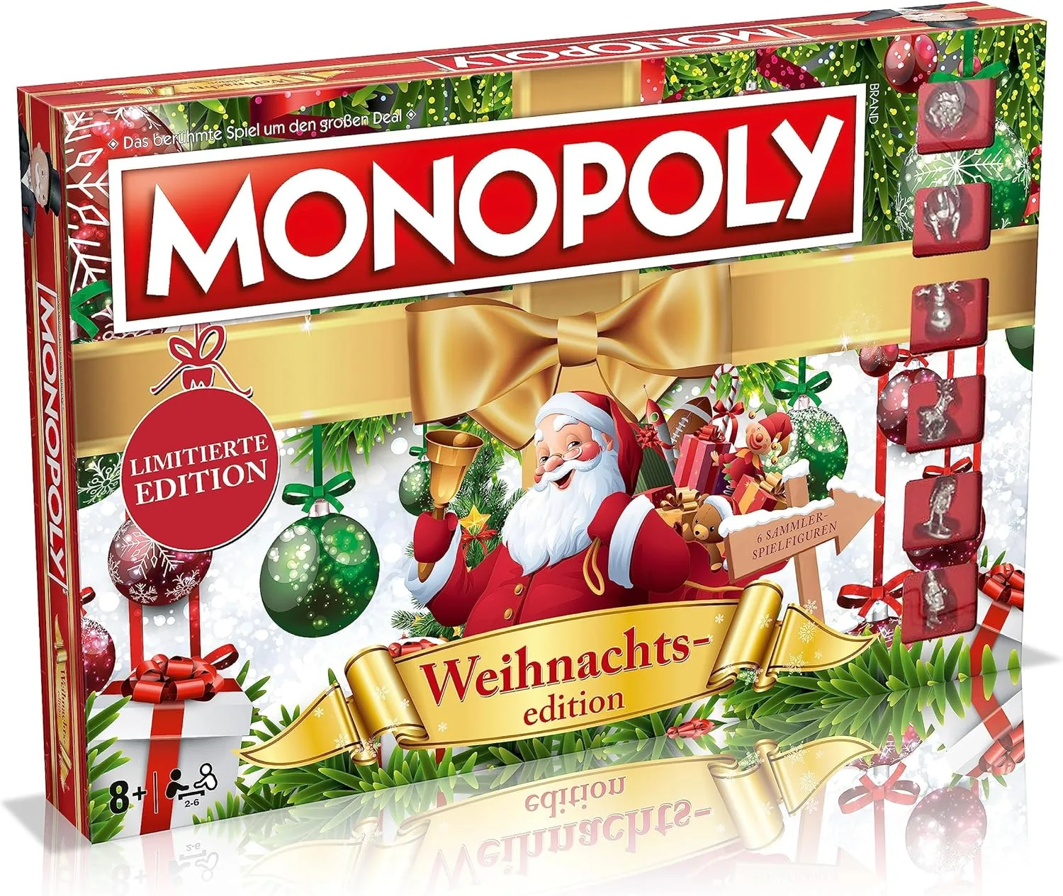 Winning Moves Monopoly Weihnachten Edition - Monopoly Spiel für Fans - Familienspiele Strategie Brettspiele Weihnachten - 2+ Spieler ab 8+ Jahren - Deutsch