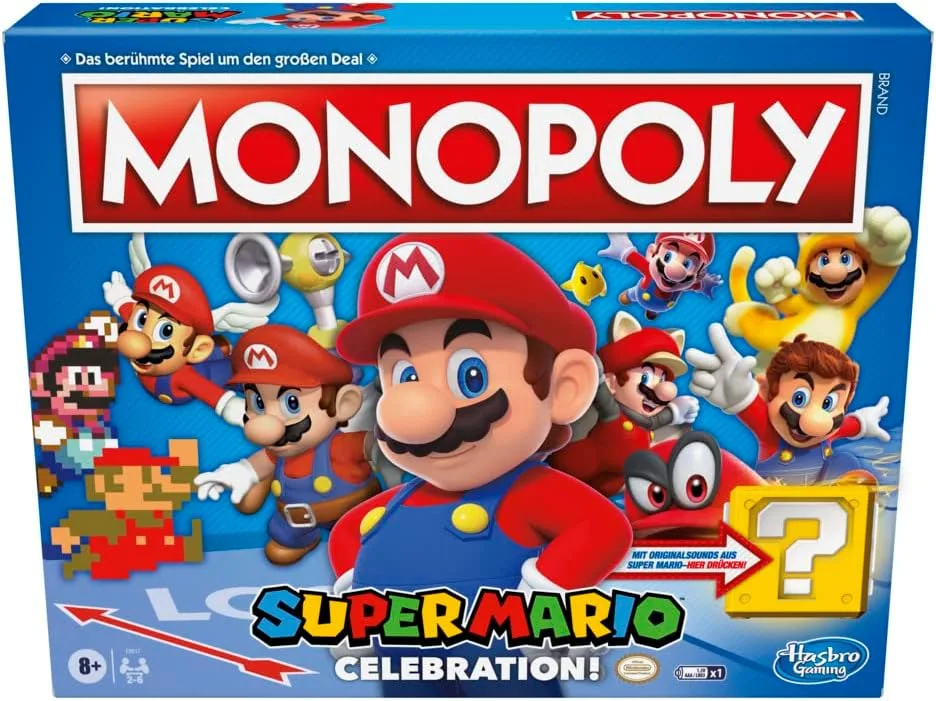 Monopoly E9517100 Super Mario Celebration Brettspiel für Super Mario Fans ab 8 Jahren, mit Soundeffekten aus dem Videospiel, Multi, Standard