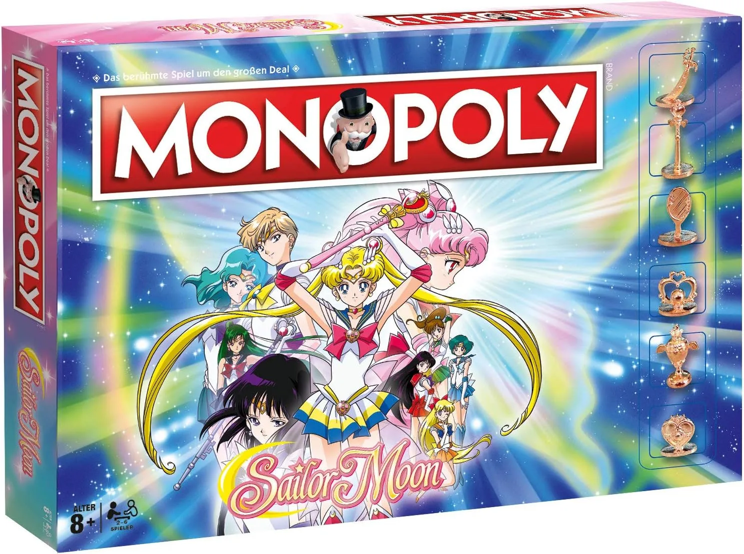Winning Moves Monopoly Sailor Moon Edition - Monopoly Spiel für Fans - Familienspiele Strategie Brettspiele Sailor Moon - 2+ Spieler ab 8+ Jahren - Deutsch