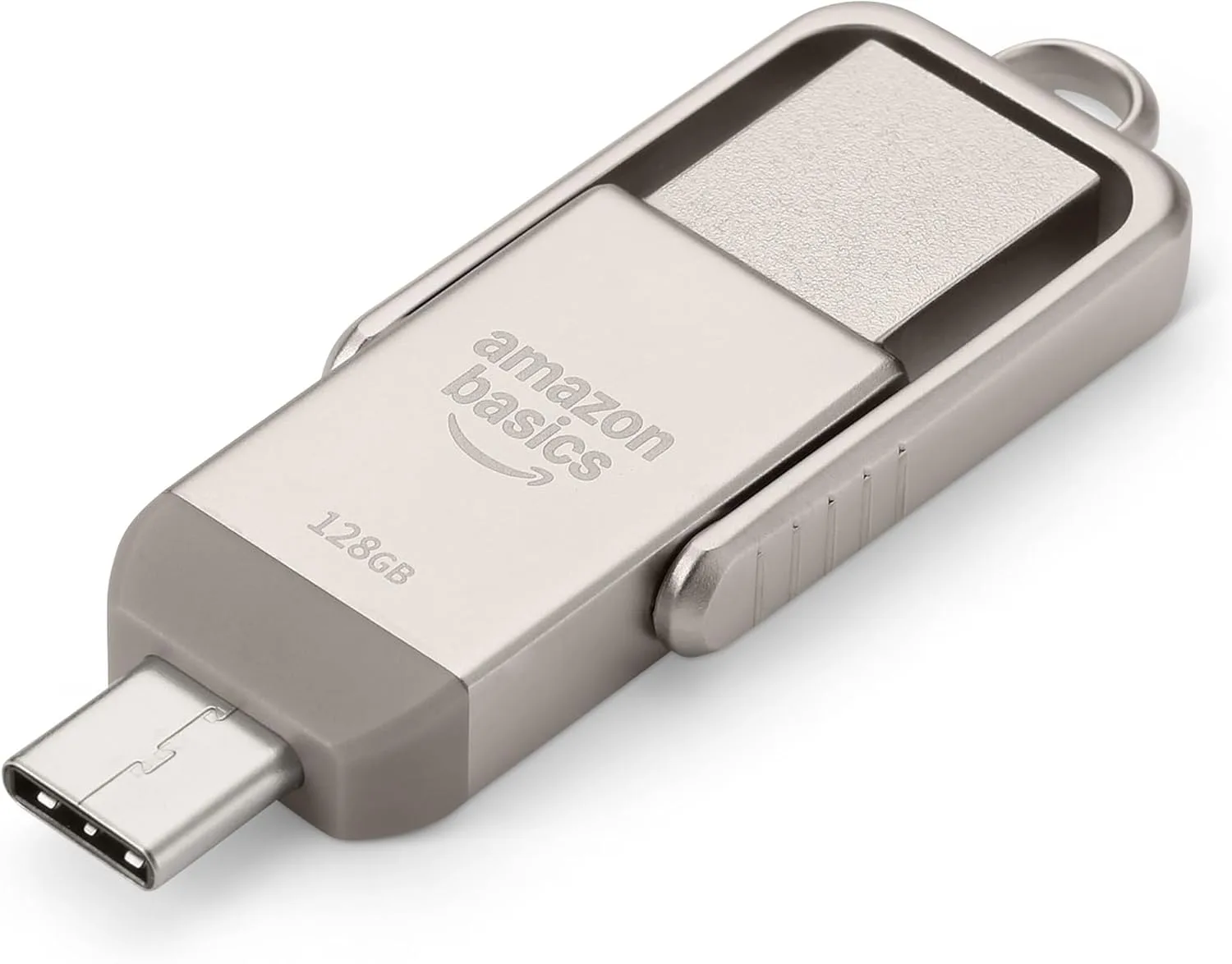 Amazon Basics USB-Speicherstick, USB-Stick mit zwei Anschlüssen (USB-C und USB-A), 128GB, Champagner-Silber