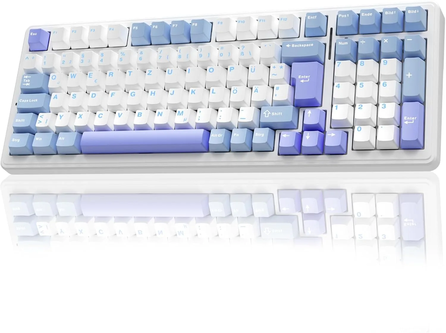 AULA F99 Kabellose Gaming Tastatur Mechanisch,QWERTZ-Layout,BT5.0/2.4G/USB-C,Gasket Struktur,Hot Swap,Software,RGB,PBT Tastenkappen,8000mAh,Creamy Sound,95% Prozent Mechanische Tastatur (Blau Violett)