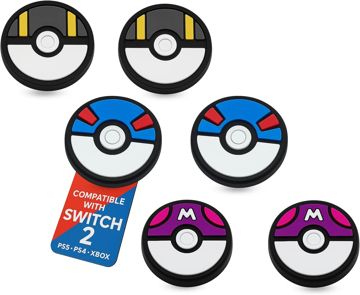 MatoSan® 6X Thumbstick Kappen – Zubehör für Switch 2 – Ergonomische Joystick Grip Caps für besseren Halt & Präzision – Gaming Daumenkappen für Controller (Version 3)