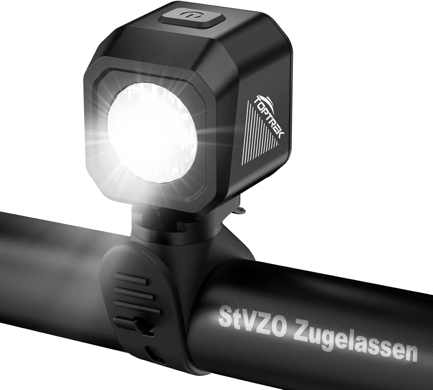 toptrek Fahrradlicht Vorne 5-8h Akkulaufzeit, Fahrradlampe Vorne StVZO zugelassen, USB-C Aufladbar, Batterie Aufforderung Schwach, IPX5 Wasserdicht Fahrrad Frontlicht für Rennrad E-Bike MTB Citybike