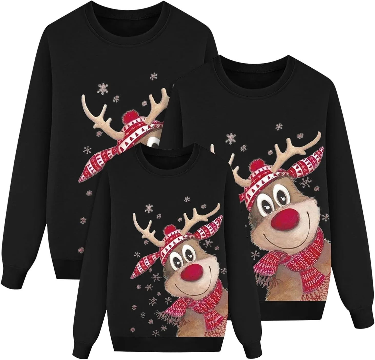 Weihnachtspullover Familie Set Damen Herren Kinder Lustig Weihnachtspulli Ugly Christmas Sweater Rundhals Unisex Weihnachts Pullover Pärchen Weihnachtsoutfit Hässlich Sweatshirt Weihnachtskostüm 2025