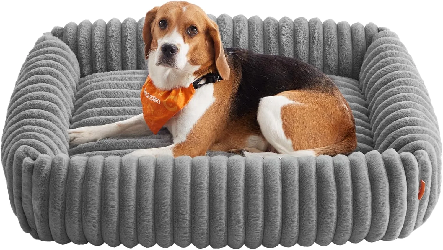 Feandrea Hundebett, großes orthopädisches Hundekörbchen, Hundekissen waschbar, Flauschige Hundematte, weiche Polsterung, 91 x 68 x 18 cm, Taubengrau PGW312GD01