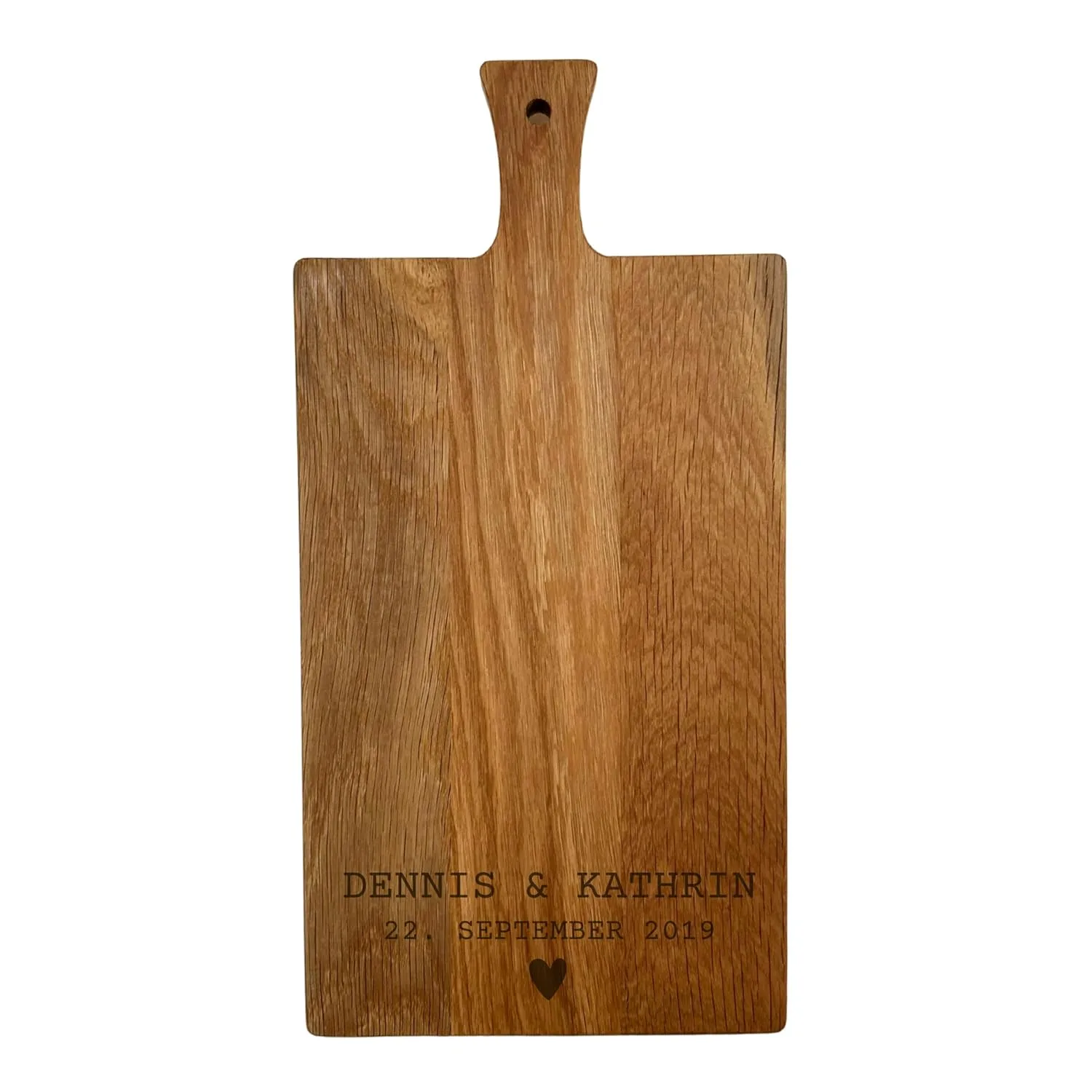 Personalisierte Schneidebrett aus Eiche – Hochzeitsgeschenk mit Gravur – Brett mit Namen und Datum – Geschenk für Paare – 40 × 20 × 2 cm - Schneidebrett Hochzeit - Geschenk zur Hochzeit