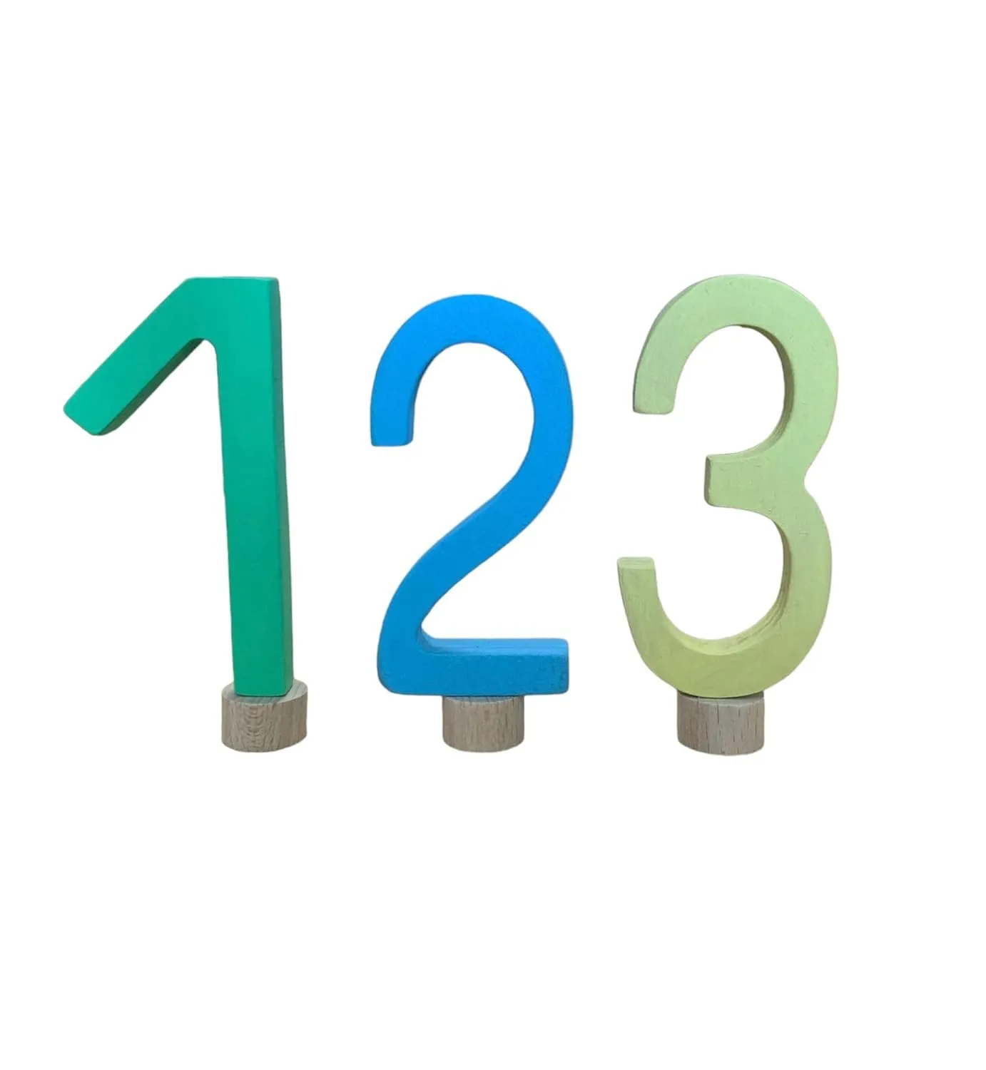Zahlenstecker 1 2 3 Geburtstagsstecker Zahlen Holz buntMint-Hellblau-Pastellgelb Deko Zubehör für Geburtstagszug Geburtstagsring Geburtstagstisch