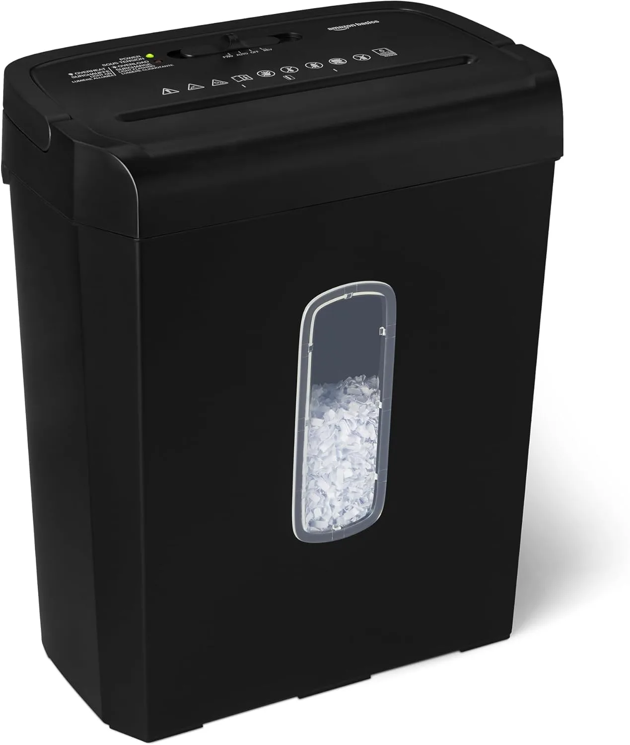 Amazon Basics 6-Blatt-Papierschredder mit Kreuzschnitt und Kreditkartenschredder, 14 l, schwarz