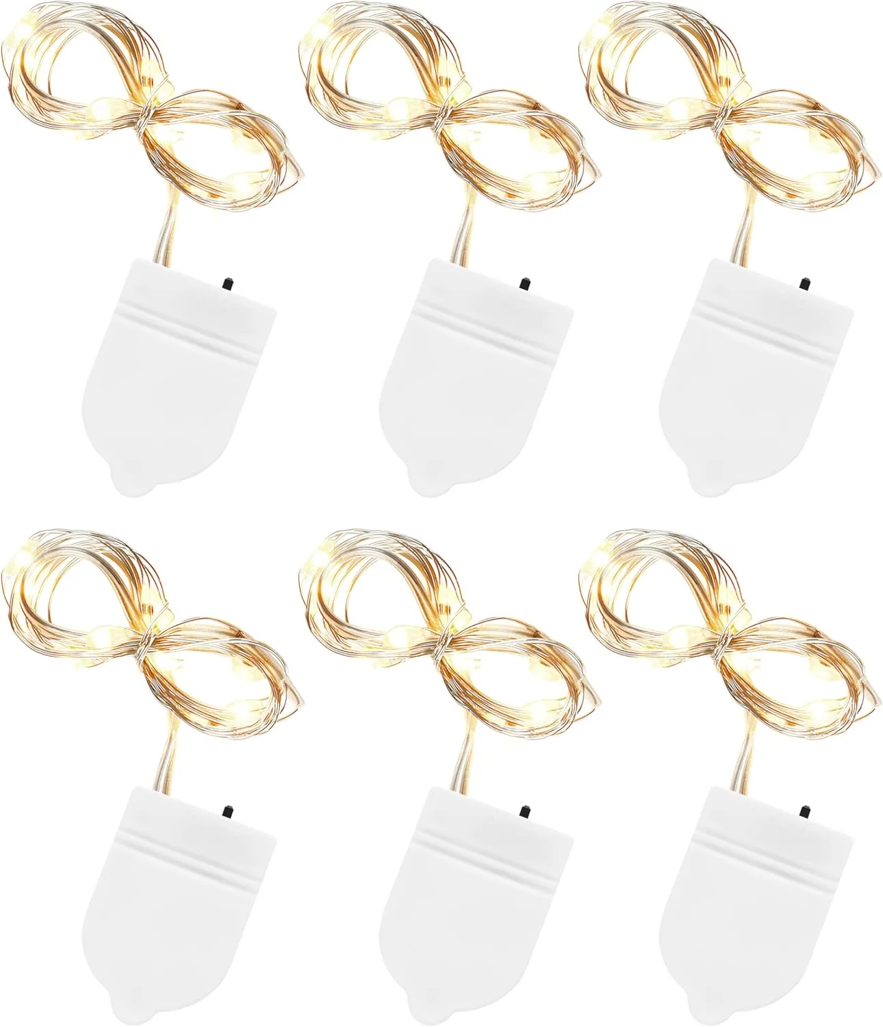 Nordstern Mini LED Lichterkette mit Batterie 6er Pack Warmweiß 2m mit 20 Micro LED - Beleuchtung für Deko, Weihnachten, Hochzeit, Party und Geschenke