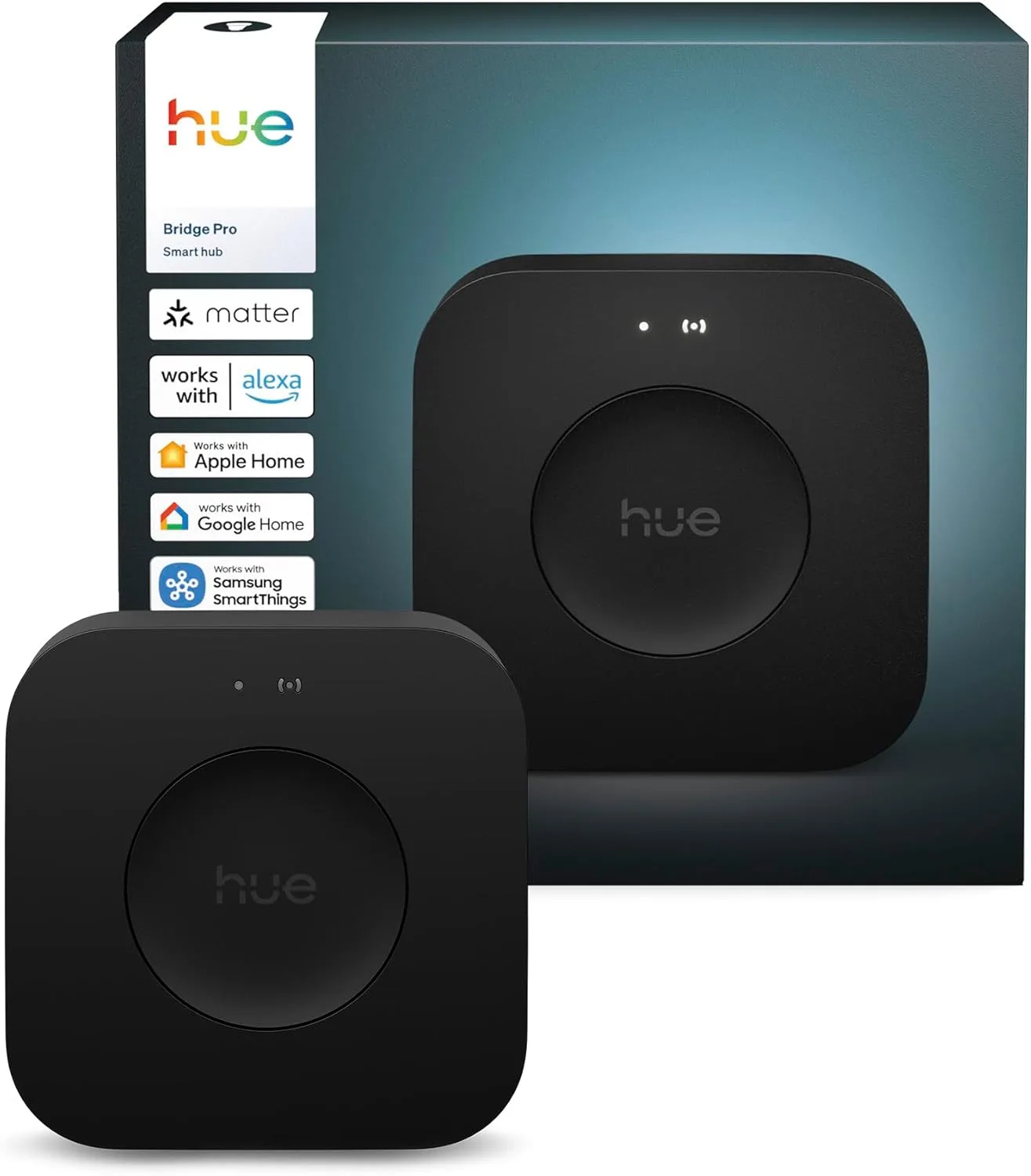 Philips Hue Bridge Pro Steuergerät für Hue-Beleuchtungssysteme, intelligente Steuerzentrale zur Steuerung von Hue-Smart-Home-Leuchten, kompatibel mit Sprachsteuerung und über App von überall aus