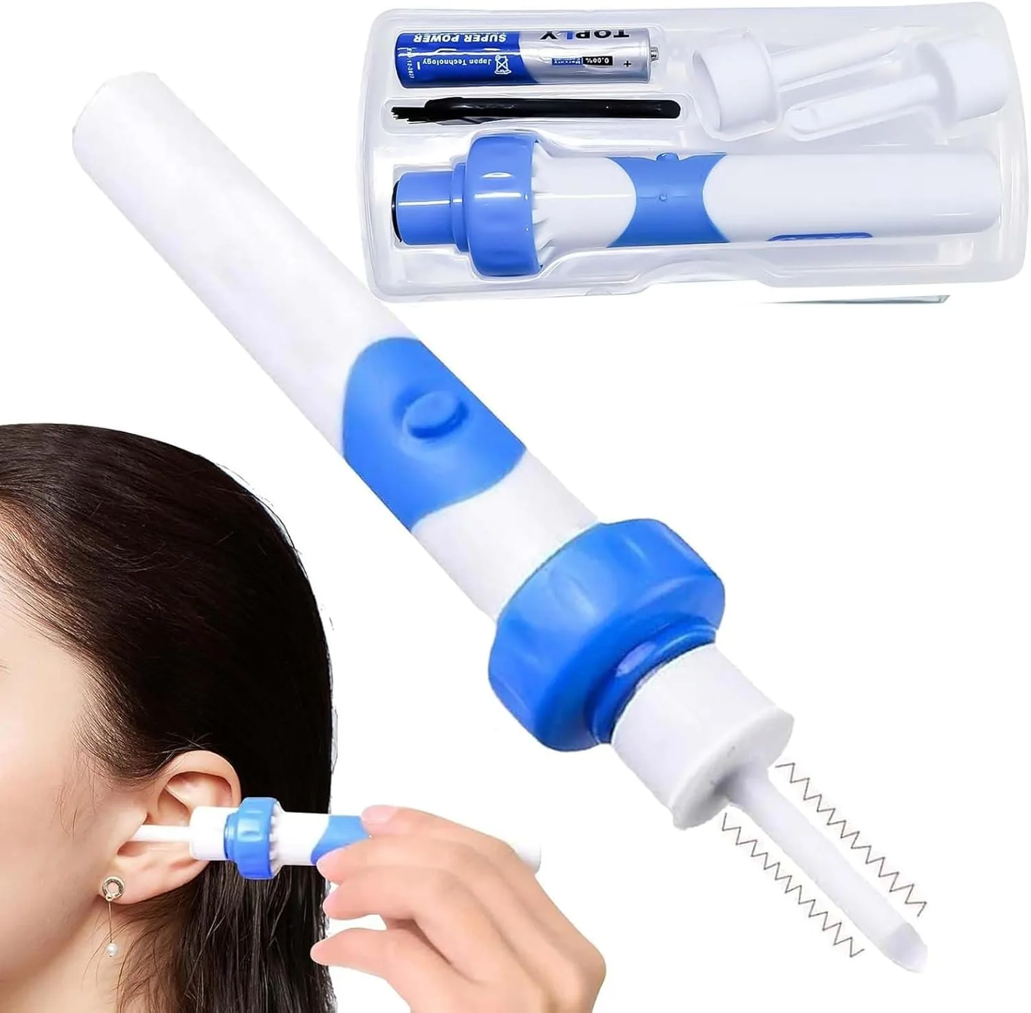 Oroclear Ohrenschmalz-Sauger, Podomax Oroclear Ohrenschmalz-Reiniger,Elektrisch Ohrenschmalz Entferner Ohrenreiniger Mit 2 Waschbaren Ersatzköpfen, Ohrwachs Entfernungs Tool Geeignet für alle Familien