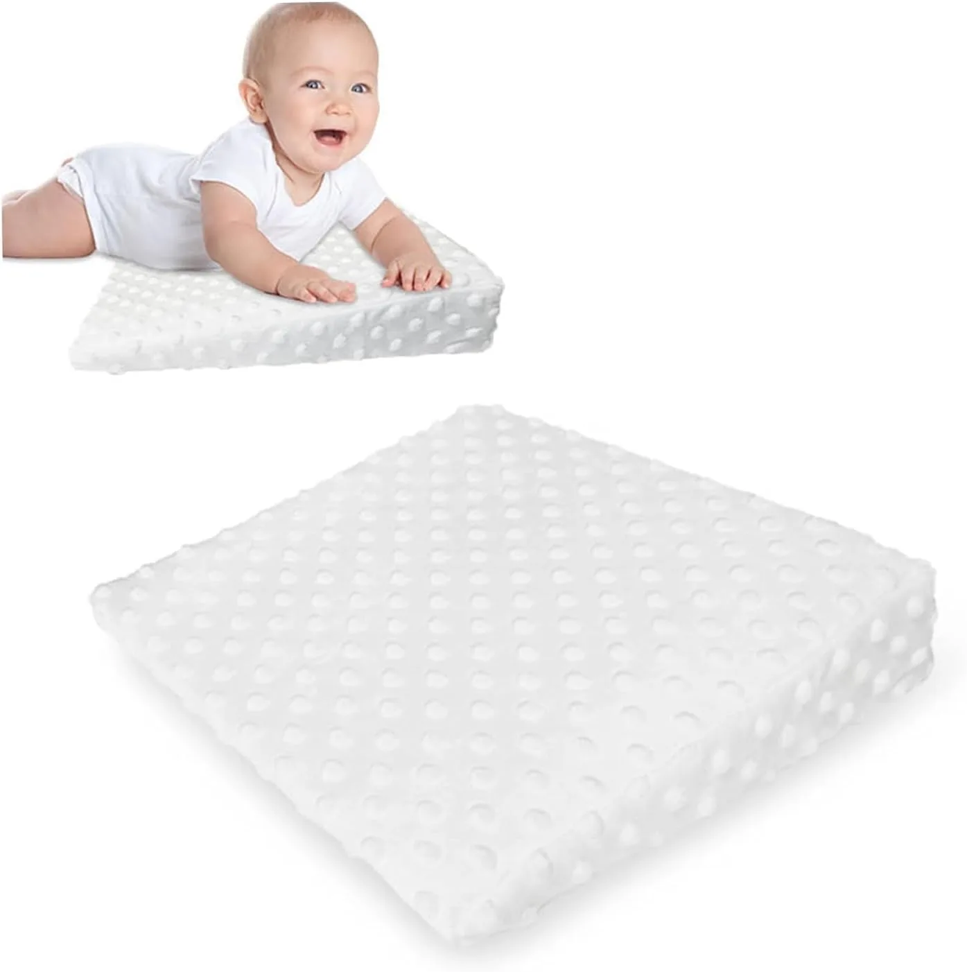 QJDFLL Baby Kissen Baby Babykissen für Neugeborene Lagerungskissen Ergonomisches Keilkissen Anti Reflux Kissen Kopfverformung Geeignet für Flaschenfütterung Schlafen Stillen (White)