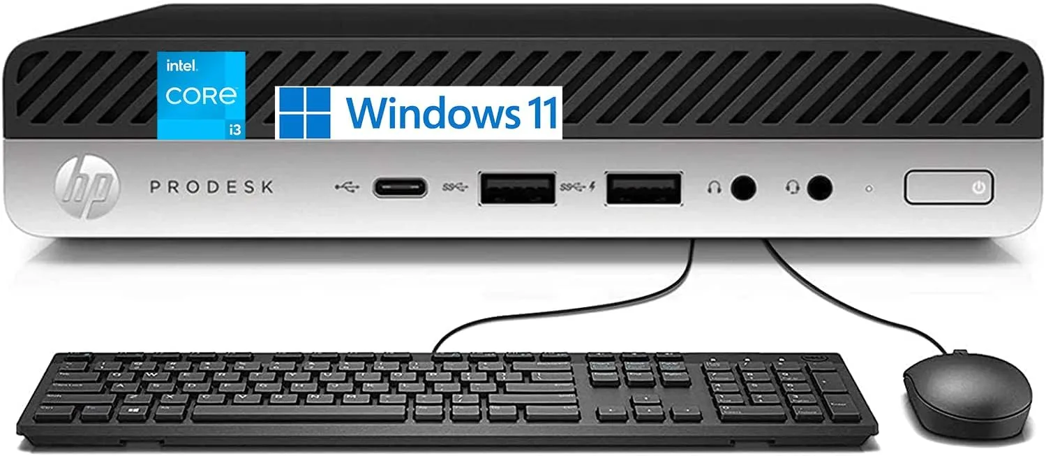 HP ProDesk 600 G3 Mini Desktop Computer PC, Intel Core i3-6100, 16 GB RAM, 512 GB SSD, WiFi, Bluetooth, US Tastatur, Windows 11 Pro (Generalüberholt)