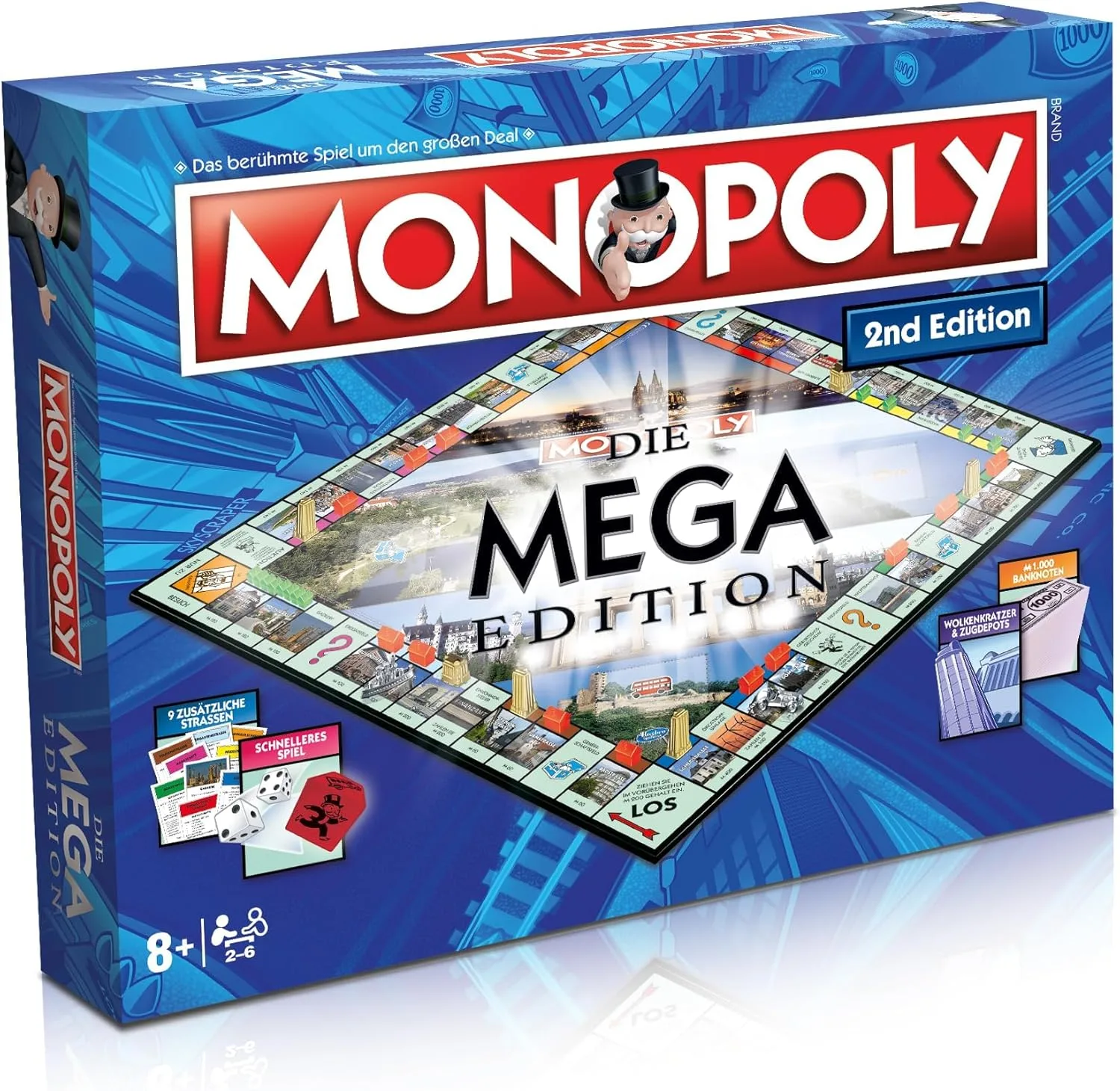 Winning Moves Monopoly Mega 2nd Edition - Familienspiele Strategie Brettspiele Monopoly Mega 2nd Edition - 2+ Spieler ab 8+ Jahren - Deutsch