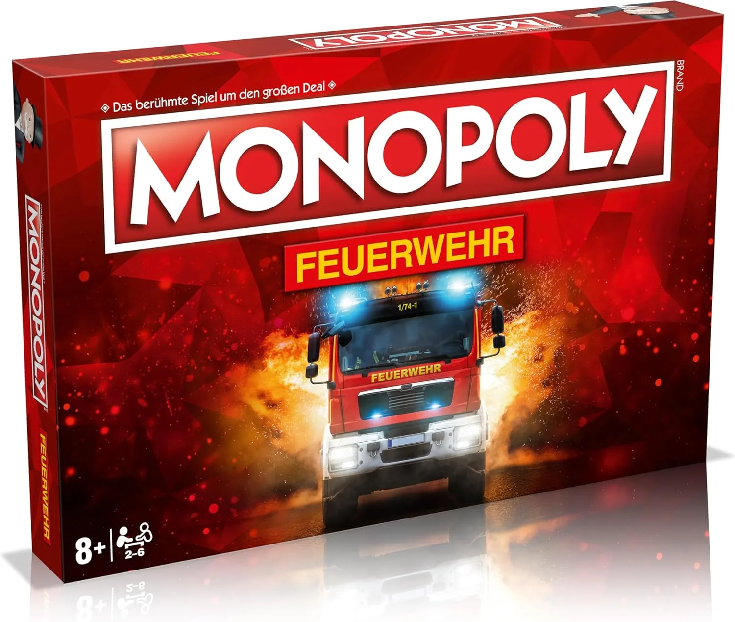 Winning Moves Monopoly Feuerwehr Edition - Monopoly Spiel für Fans - Familienspiele Strategie Brettspiele Feuerwehr - 2+ Spieler ab 8+ Jahren - Deutsch