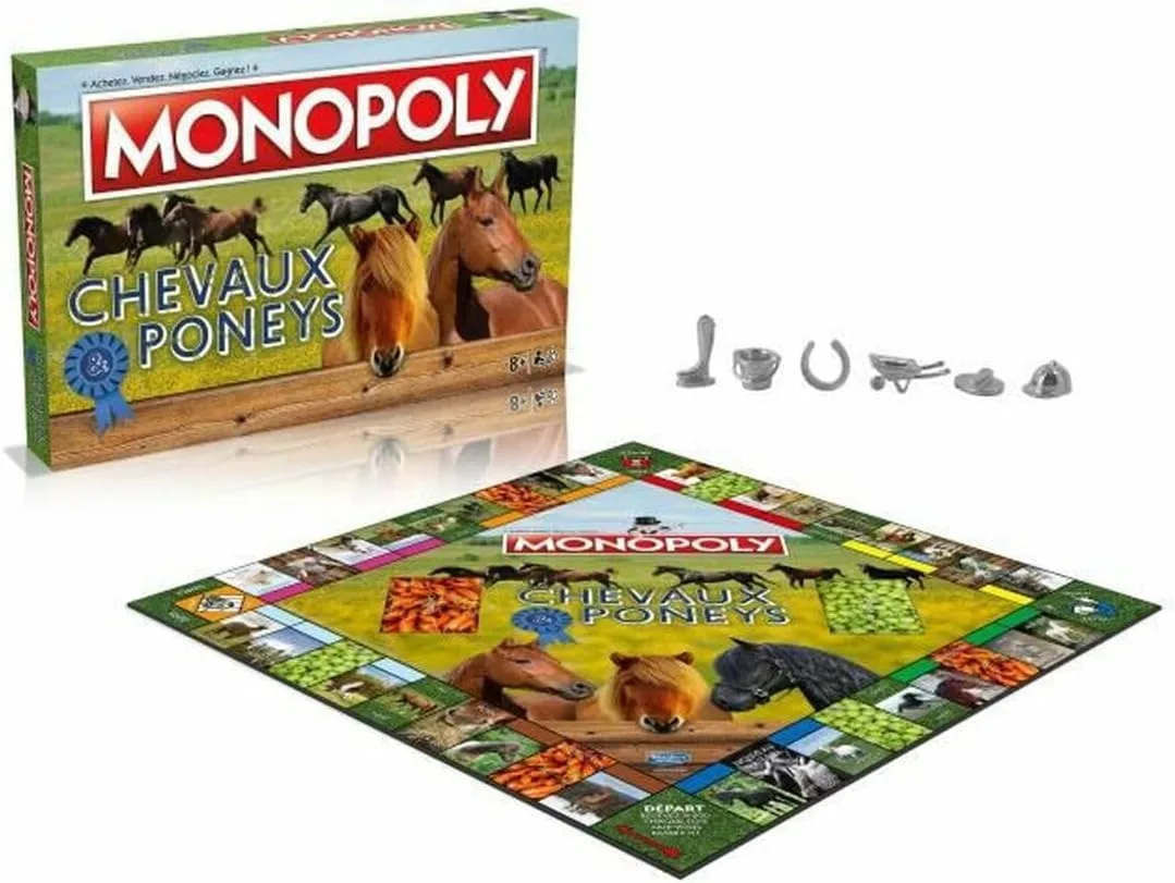 Winning Moves - Monopoly Pferde und Ponys – Gesellschaftsspiel – Brettspiel – französische Version