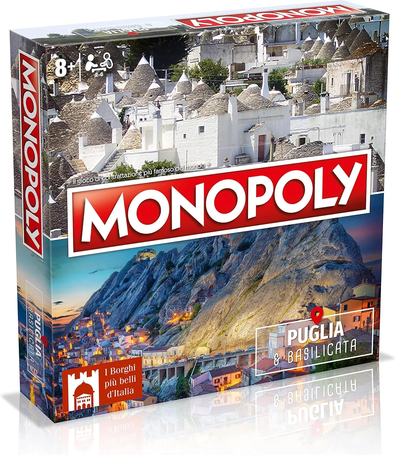 Winning Moves Monopoly Apulien & Basilicata - Brettspiel für Erwachsene und Kinder, 2 bis 6 Personen, Ab 8 Jahren