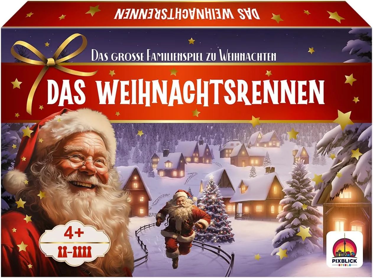 Pixblick Spiele - Das Weihnachtsrennen, Weihnachtsspiel für Kinder ab 4 Jahren, Gesellschaftsspiel für die ganze Familie, 2-4 Spieler