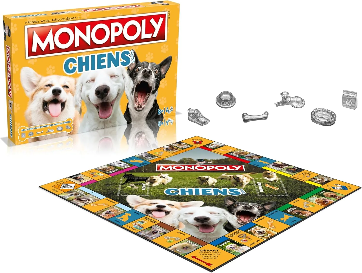 Winning Moves - Monopoly Hunde - Gesellschaftsspiel - Brettspiel - Französische Version