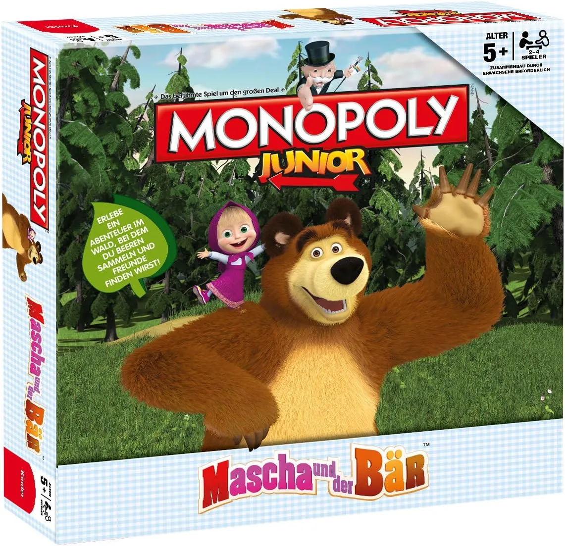 Winning Moves - 44802 - Monopoly Junior Masha und der Bär Spiel Brettspiel für Kinder