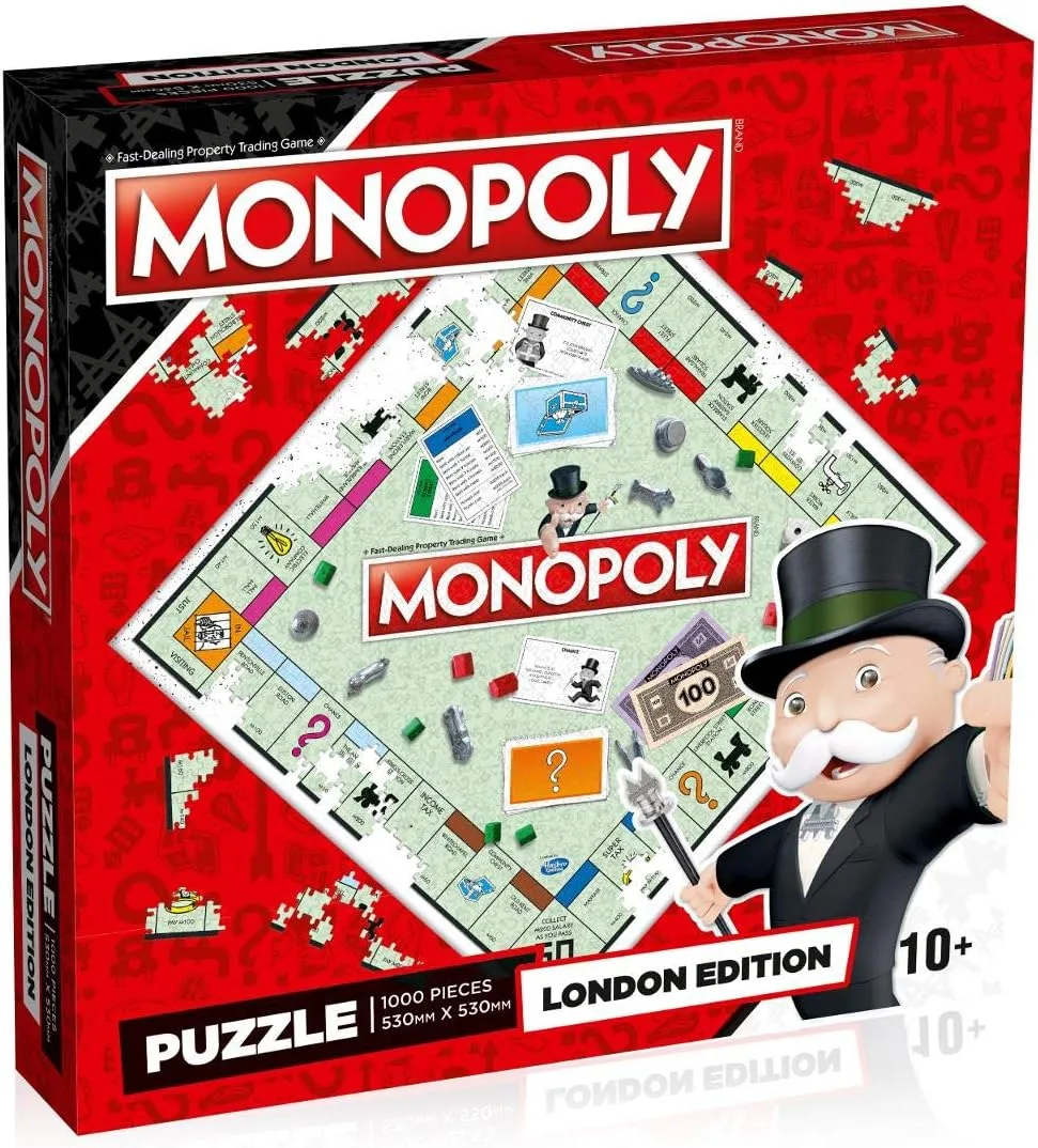 Winning Moves London Monopoly Jigsaw Puzzle Game,Red,1000 Piece