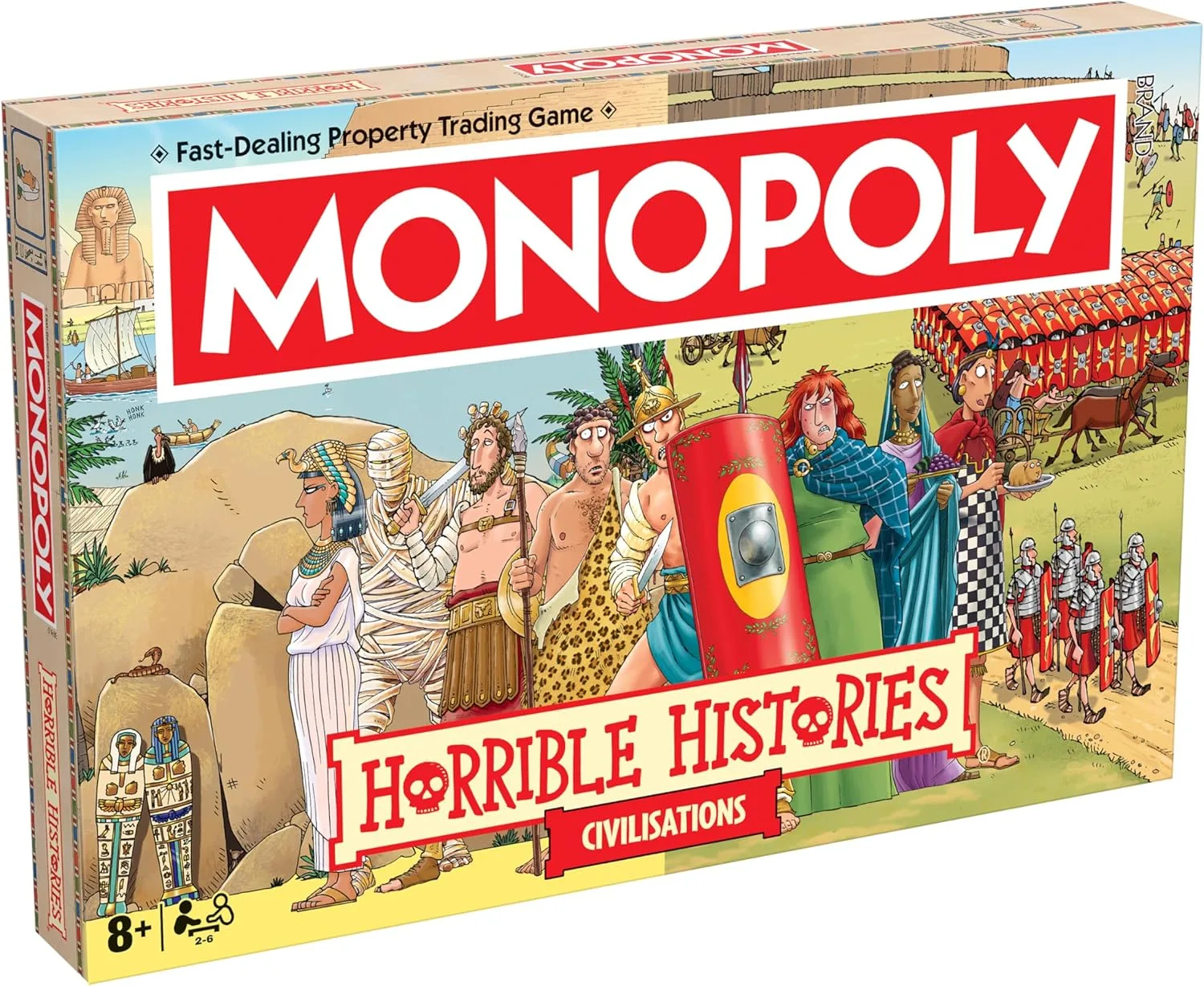 Winning Moves Horrible Histories Ancient Civilisations Monopoly klassisches Brettspiel ist perfekt für 2-6 Spieler und ist ein tolles Geschenk für Fans ab 8 Jahren