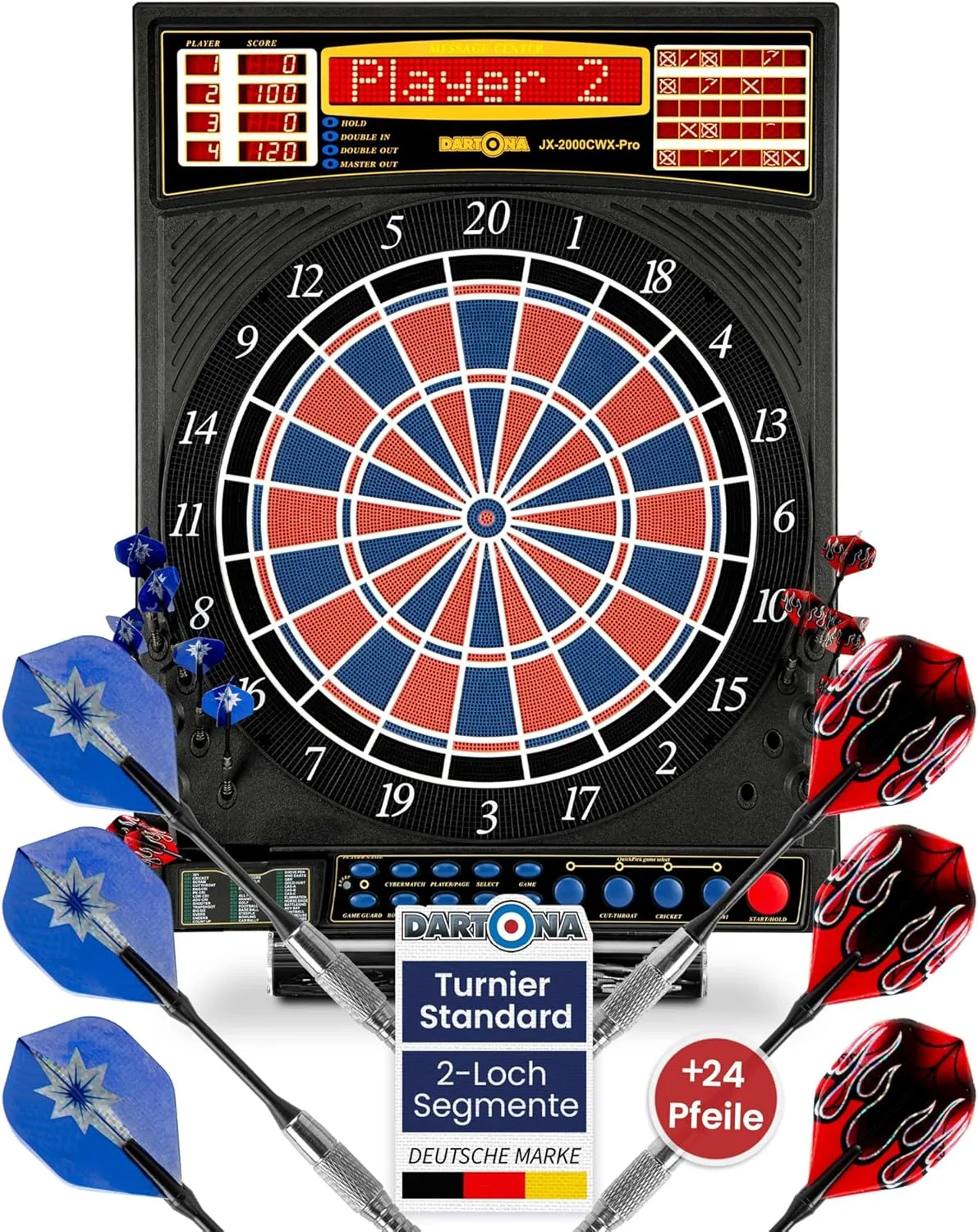 Elektronische Dartscheibe Dartona JX2000 Turnier Pro - | Dartscheibe elektronisch | Turnierscheibe mit 41 Spielen und über 200 Varianten | Sehr gut bei Vergleich.org