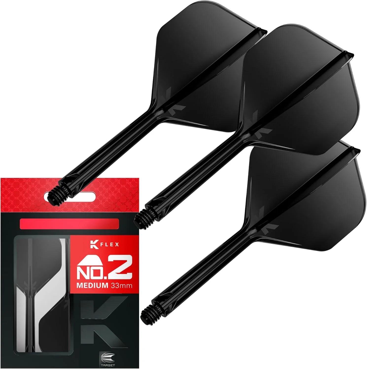 Target Darts K Flex Integrated Dart Flights and Shafts, No.2 | 3er Pack K-Flex - No.2, Kflex All In One Moulded Dart Flight & Stem Längen: Kurz, Mittelstufe & Mittel | Professionelles Dart-Zubehör