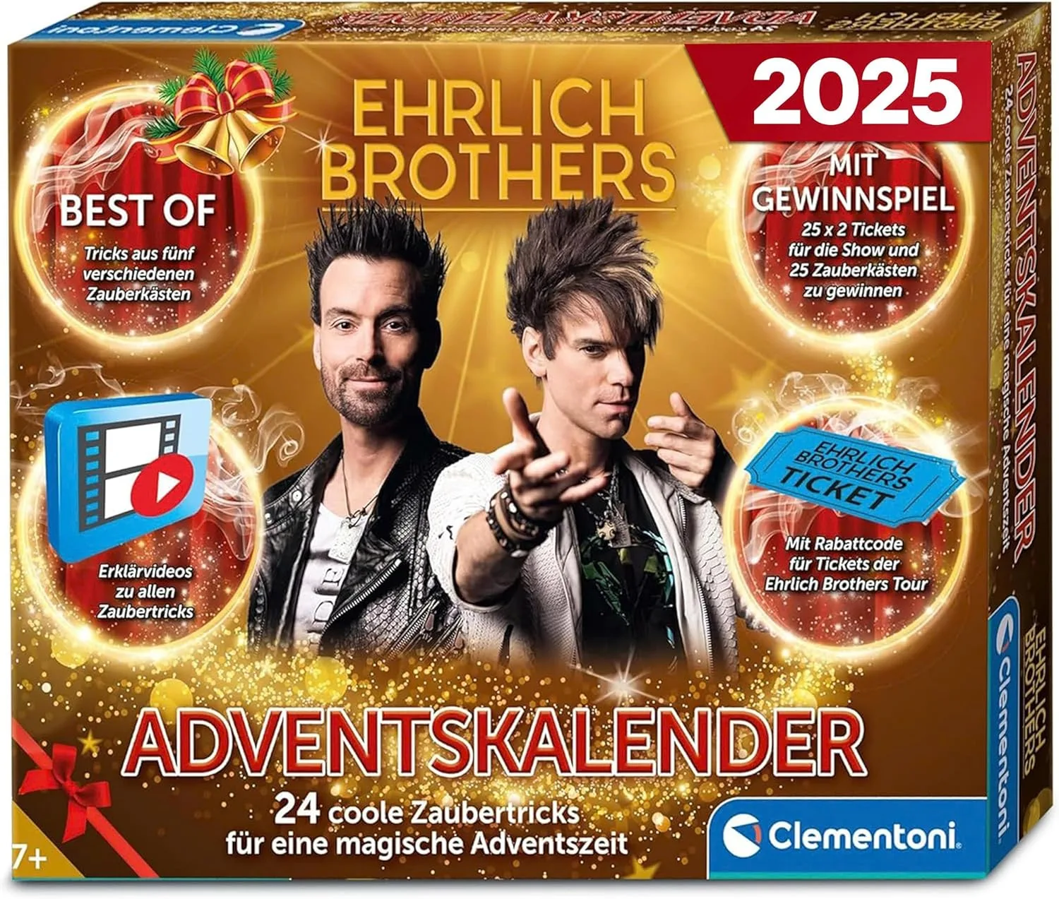 Ehrlich Brothers Adventskalender 2025 - Weihnachtskalender der Magie mit 24 Zaubertricks für Kinder ab 7 Jahren von Clementoni 59407