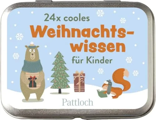 24 x cooles Weihnachtswissen für Kinder: Adventskalender auf 24 Kärtchen in kleiner Metalldose | Ab 6 Jahren
