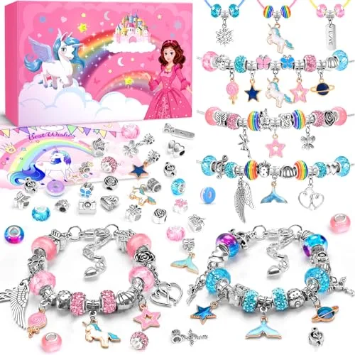 INOMO Einhorn Geschenke für Mädchen, Adventskalender Mädchen Armbänder Selber Machen, Bastelset Kinder ab 6 Jahre, Weihnachtsgeschenke für Kinder 6 7 8 9 10 11 12 Jahre Kinder Spielzeug
