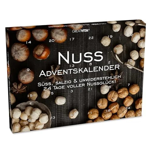 Nuss Adventskalender 2025 – Süß, salzig & würzig | Premium Knabbergenuss mit 24 hochwertigen Nuss-Snacks | Gesunde Geschenkidee für Männer & Frauen | Ohne Schokolade
