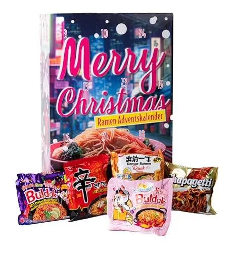 Ramen XXL Adventskalender 2025 | 24 köstliche Instant-Nudeln inkl. Samyang Buldak, Carbonara & Hot Chicken | Leckeres Geschenk für Ramen- und Schärfe-Liebhaber