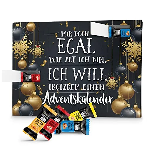 printplanet - Lindt Hello Adventskalender mit Spruch und Füllung in 4 Sorten - Mir doch Egal wie alt ich Bin, ich Will trotzdem einen Adventskalender - 2025