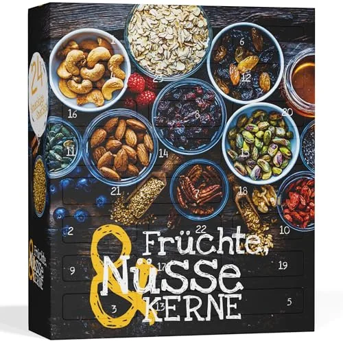 Früchte, Nüsse, Kerne Bio Adventskalender 2025 [MIT 24 GESUNDEN SNACKS] – Nüsse, Vegan & Bio Snacks – Nuss, Adventskalender, Trockenfrüchte Gesund (Hergestellt in DE)