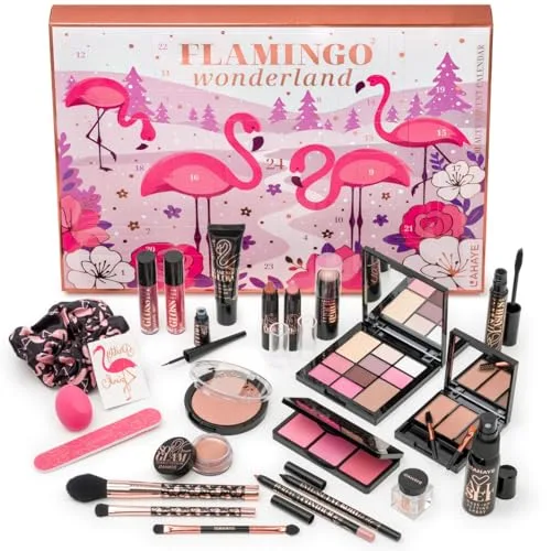 Beauty Adventskalender "PINK FLAMINGO X-MAS" 2025, LAHAYE, WONDERLAND EDITION 24 hochwertige Make-up und Kosmetik Überraschungen für Weihnachten, Geschenkset, Make-up Adventskalender