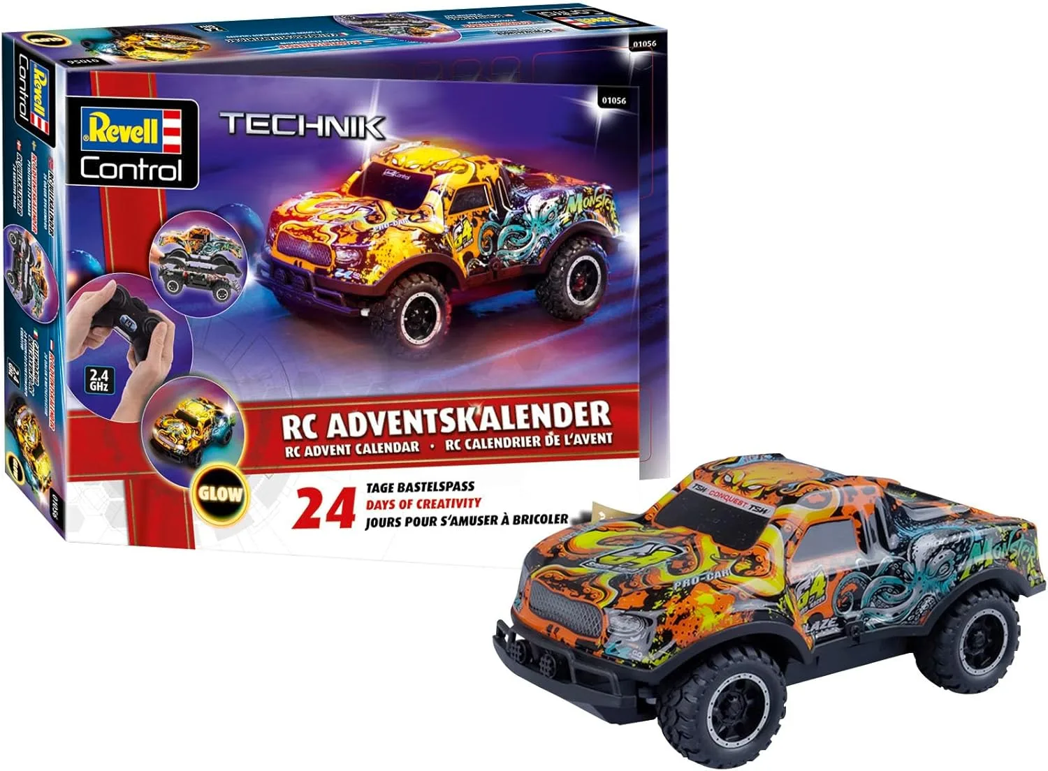 Revell Adventskalender RC Christmas Driver I Ferngesteuertes Auto I zum Basteln I RC Adventskalender für Jungen, Mädchen & Erwachsene ab 10 Jahren I