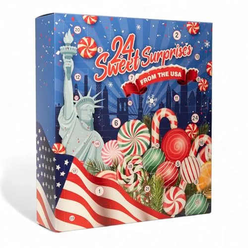 C&T USA Adventskalender 2025 mit Amerikanischen Süßigkeiten [ORIGINAL US CANDY] - US Sweets Adventskalender - USA Süßigkeiten
