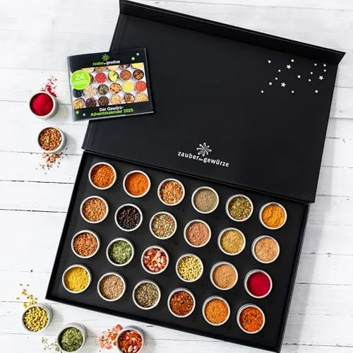 Zauber der Gewürze Premium Gewürz Adventskalender 2025 | Weihnachtskalender mit 24 hochwertigen Gewürzen & Rezept-Booklet | Adventskalender und Geschenk für Männer und Frauen