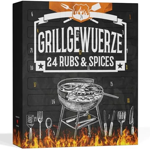 BIO BBQ Adventskalender 2025 – 24 Premium-Gewürze für Grillfreunde | Edler Weihnachtskalender für Männer, Barbecue-Fans & Genießer | Geschenk zu Weihnachten
