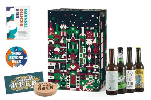 Bier Adventskalender - Craft Beer Kalender mit 24 nationalen und internationalen Top Bieren (24 x Flasche), das perfekte Bier Geschenk für Männer und Frauen, Geschenk für Männer, beer advent calendar