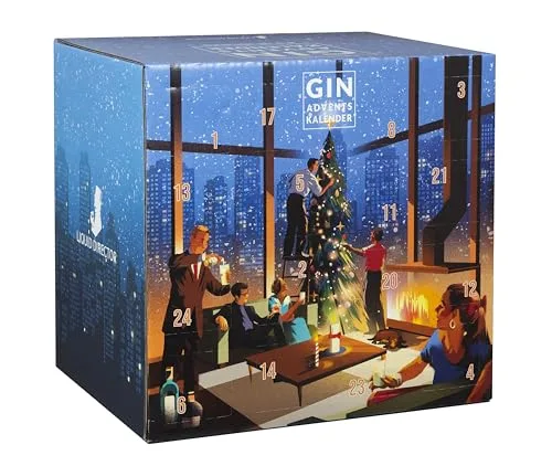 Gin Adventskalender 2025 mit Tonic Water, Snacks und mehr von LIQUID DIRECTOR I Gin-Kalender als Geschenk für Männer und Frauen I insgesamt 6,3 kg
