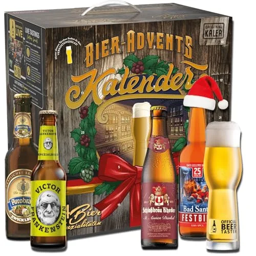 Kalea | Bier-Adventskalender | Edition Deutschland | Bestückung 2025 | inkl. Verkostungsglas | 24 x 0,33l Biere | Geschenk zur Vorweihnachtszeit für Bierliebhaber