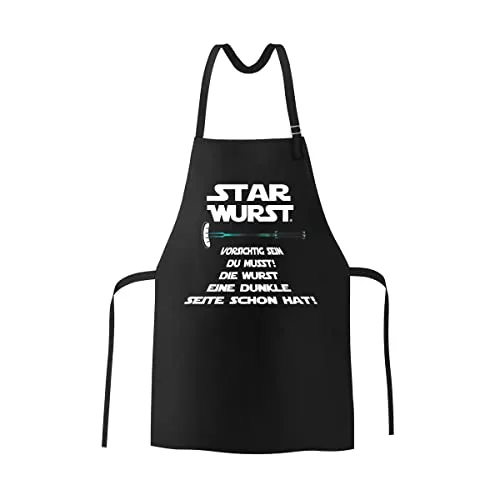 Born to grill - Schürze aus 100% reiner Baumwolle - Grillschürze für Männer bedruckt im Siebdruck - Lange Bänder & verstellbares Nackenband - Kochschürze Männer - Gastronomiequalität - Schwarz